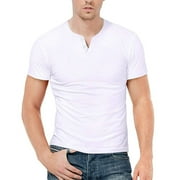 HAOMEILI Mens Fashion Henley Shirts Long/Short Sleeve Button Cotton T-Shirt